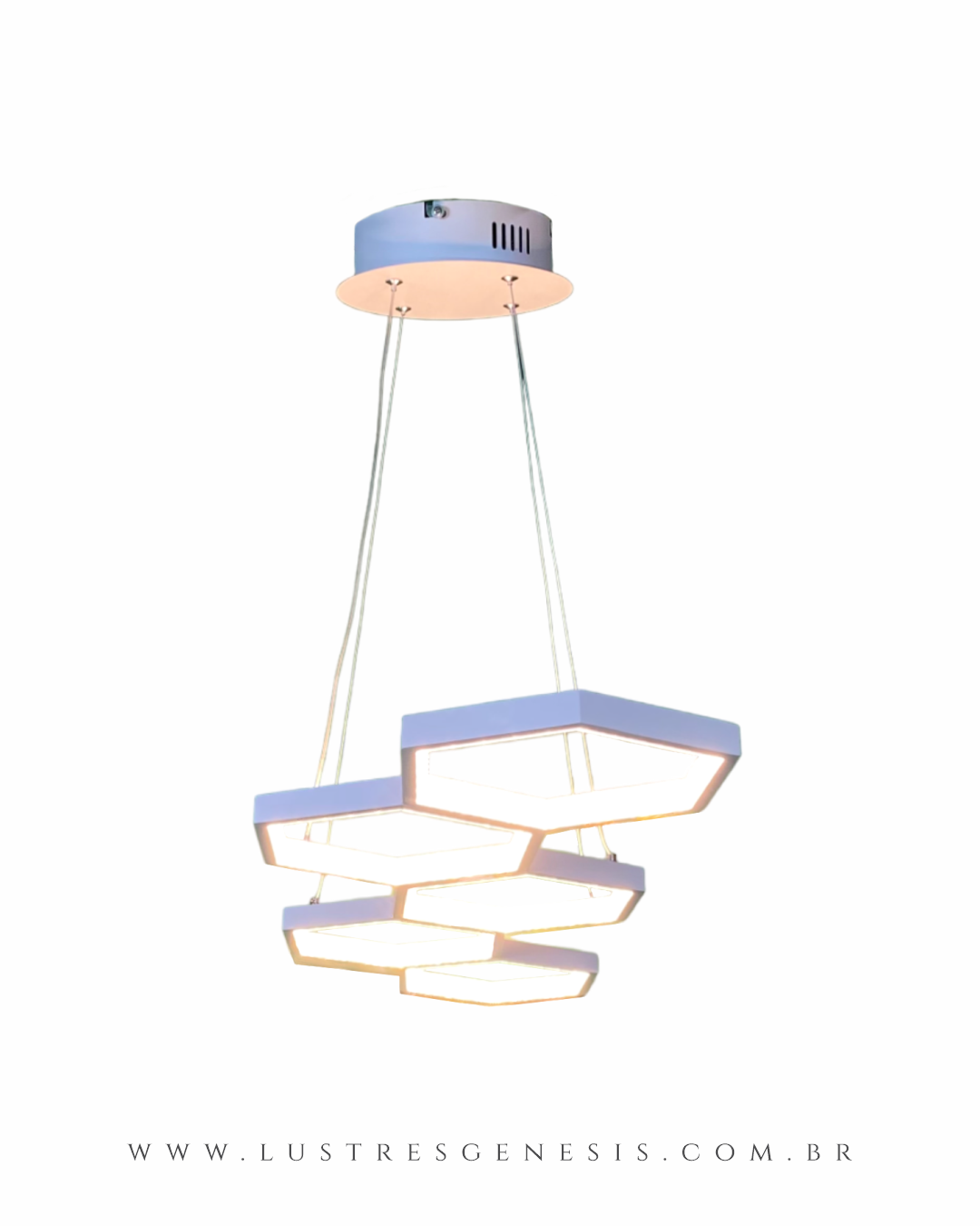 Lustre pendente de LED moderno em formato de colmeia na cor branca. Lustres Gênesis loja online de Lustres e Iluminação Decorativa